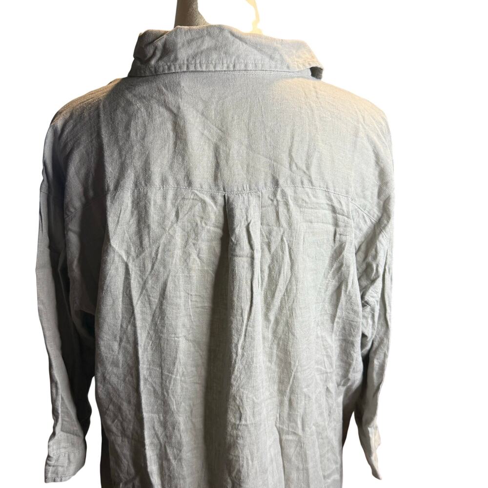 Tahari Linen Blend Button Front Shirt Dress, Gray, Size Medium - Picture 5 of 8